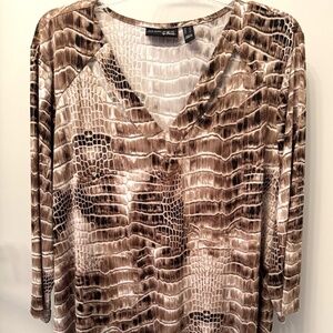 QVC Attitudes by Renee LARGE 3/4-Sleeve Como Jersey Cut-Out V-Neck Tunic A381591